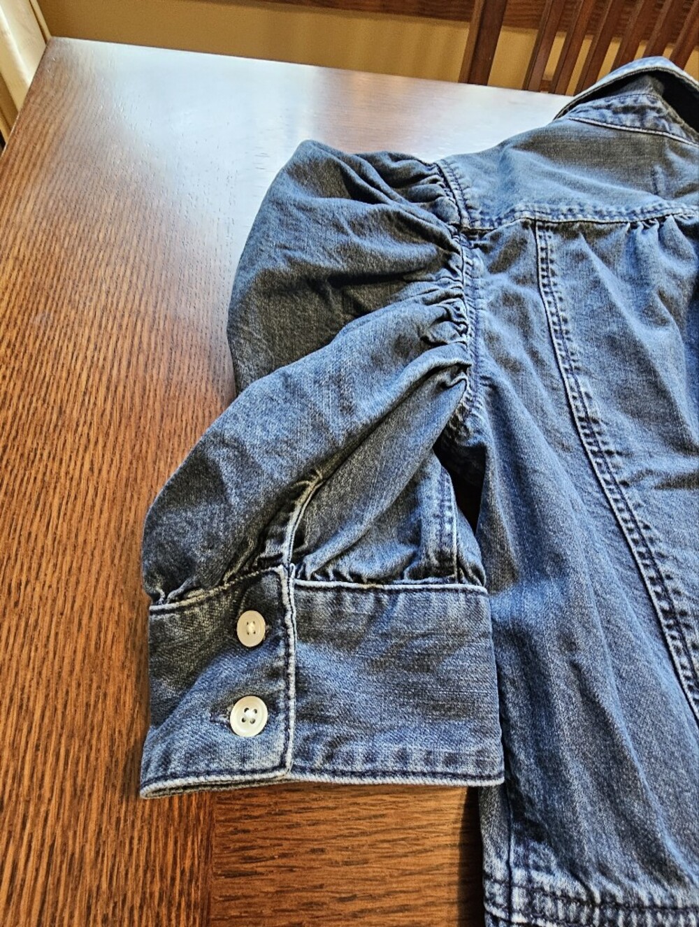 Frame Gillian Puff-Sleeve Denim Dress Medium - Picture 9 of 13